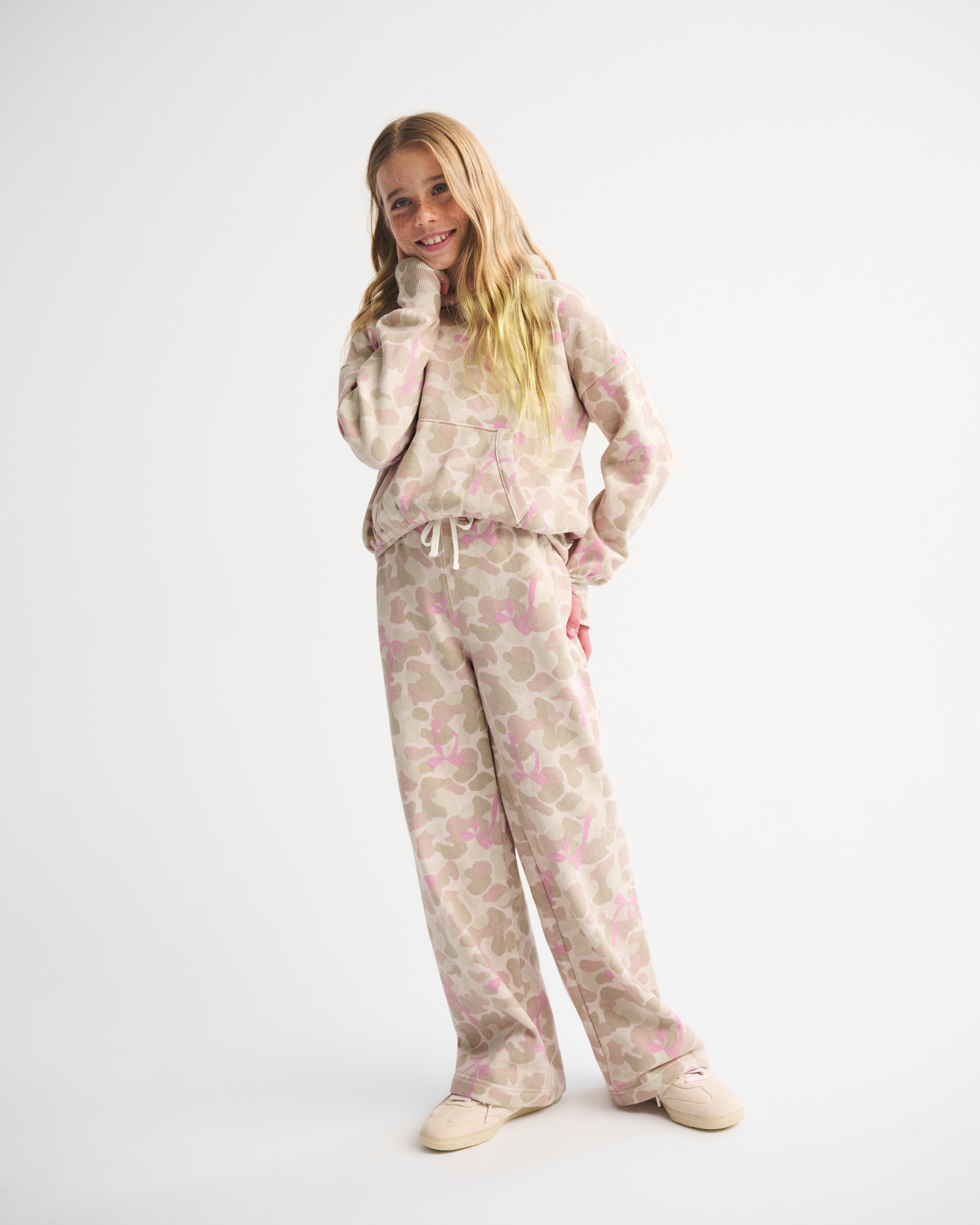 Abercrombie & Fitch Kids' Essential Wide Leg Sweatpants In Pink