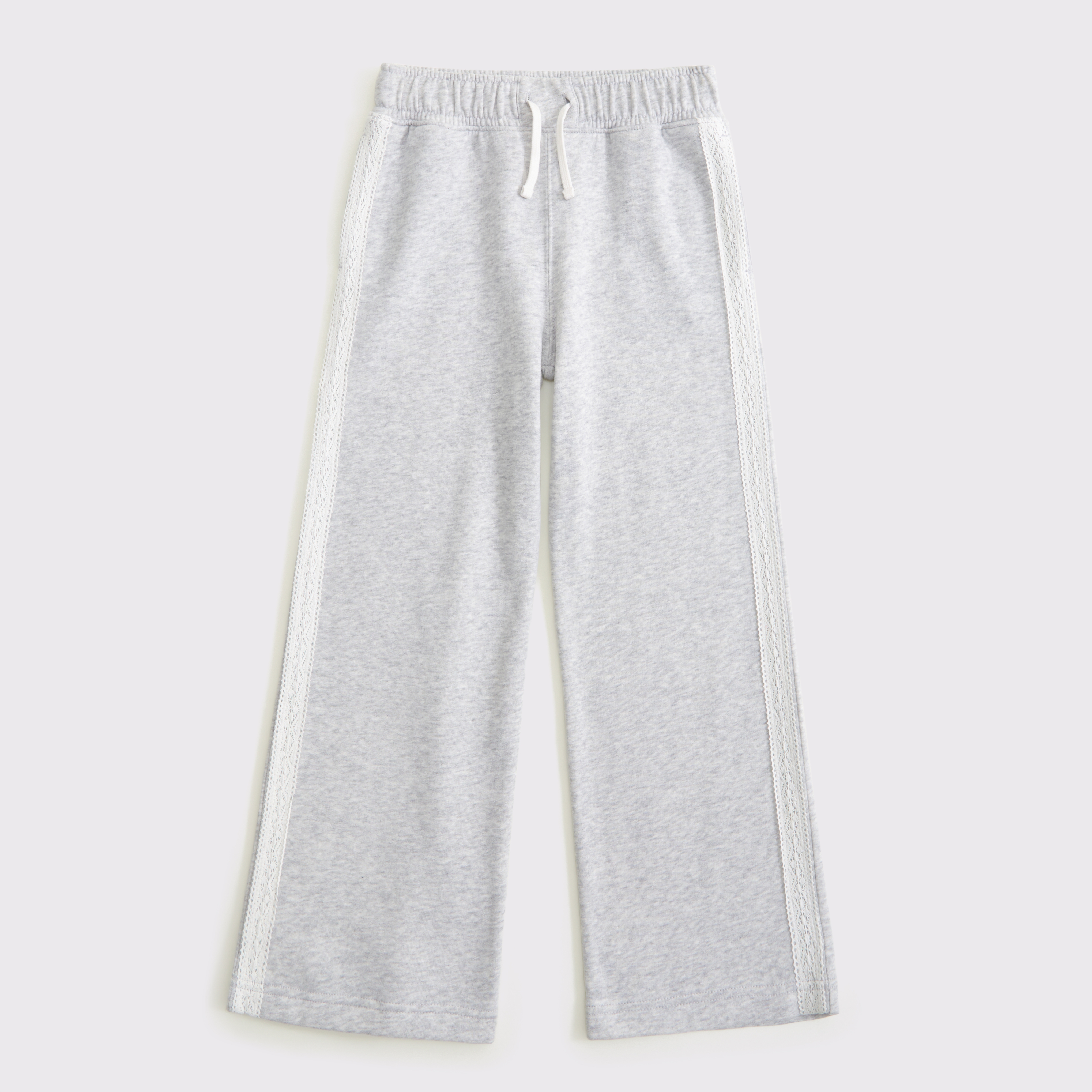 Abercrombie & Fitch Kids' Lace-trim Wide Leg Sweatpants In Gray