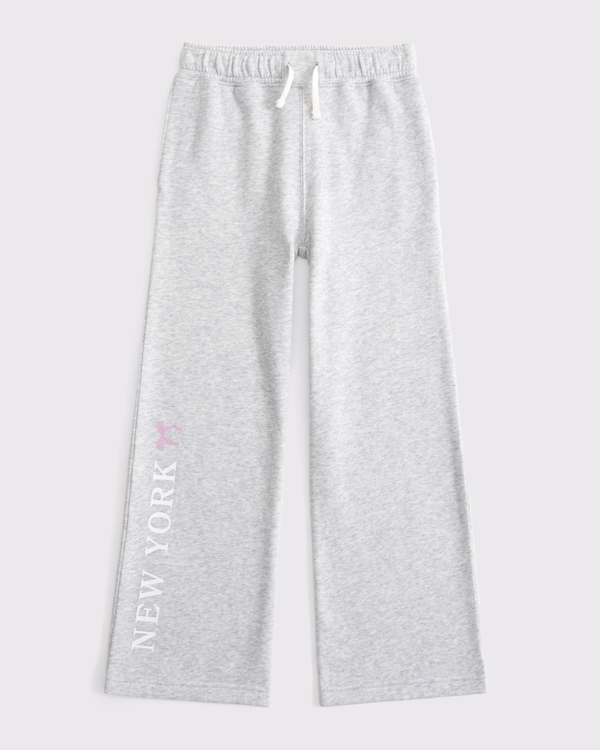 graphic wide leg sweatpants, Light Gray view 1