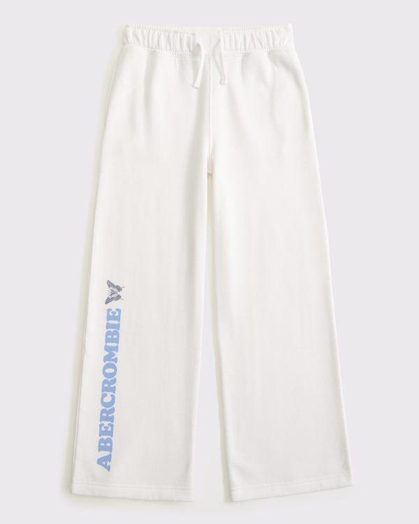 logo wide leg sweatpants, Cream view 1