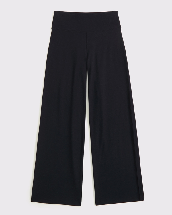 knit wide leg legging, Black view 1