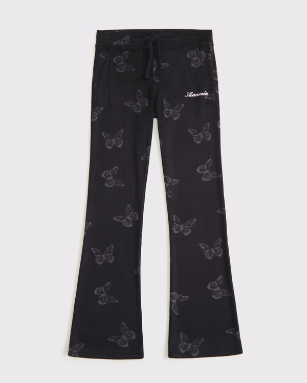 velour low rise bootcut sweatpants, Black Butterfly view 1