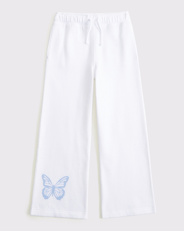 graphic wide leg sweatpants, White view 1