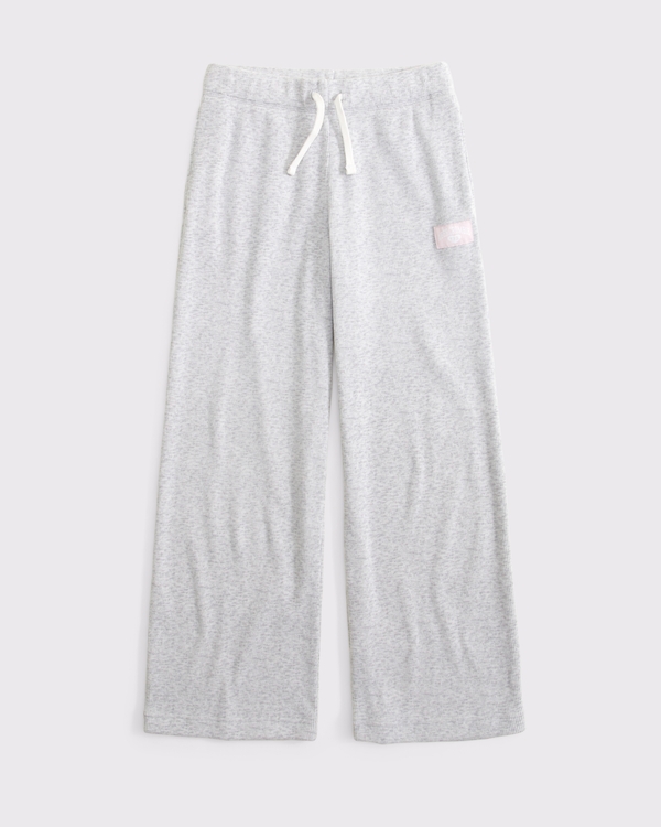 ypb baggy waffle open-hem sweatpant, Light Heather Gray view 1