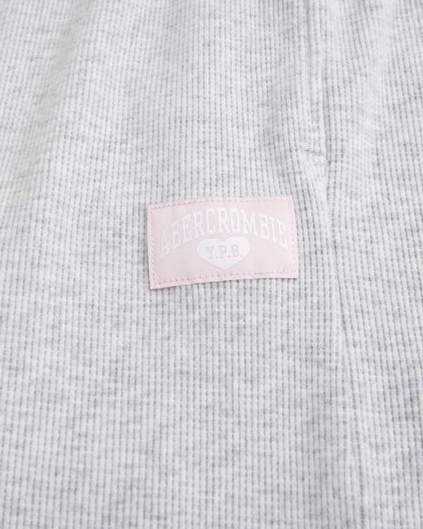 ypb baggy waffle open-hem sweatpant, Light Heather Gray view 2