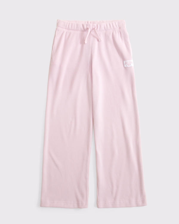 ypb baggy waffle open-hem sweatpant, Ballet Pink view 2