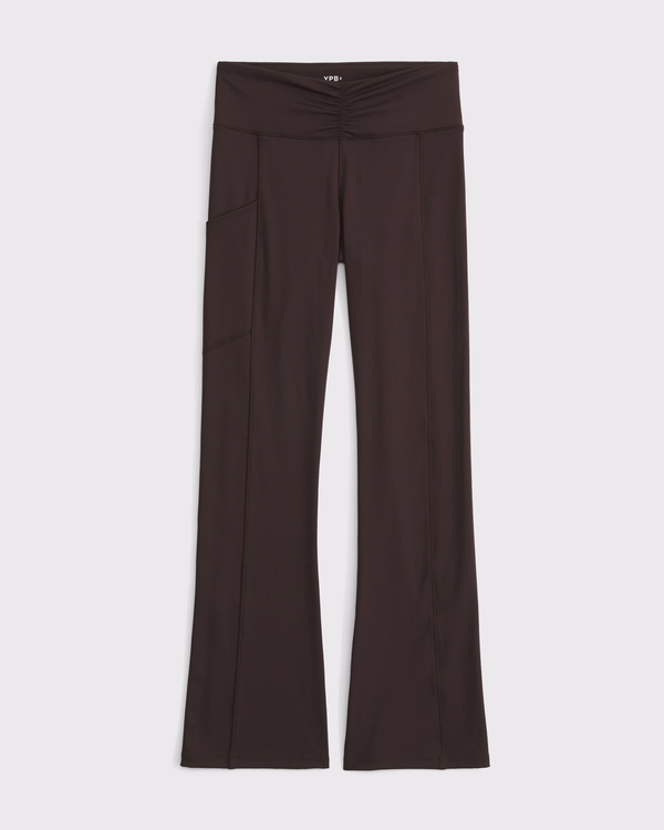 ypb active cinched mini flare legging, Rich Brown view 1