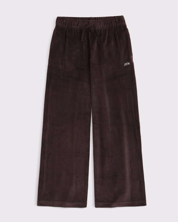 ypb rib velour baggy sweatpant, Rich Brown view 1