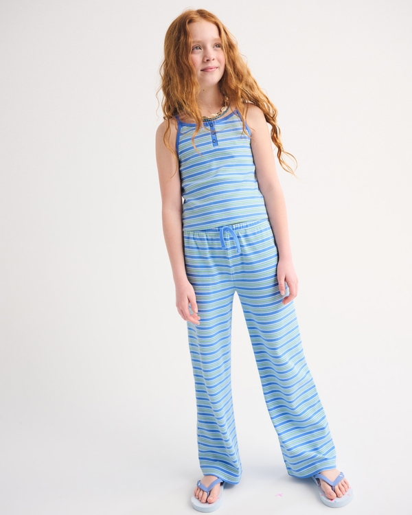 striped knit pull-on pants, Blue Stripe view 1