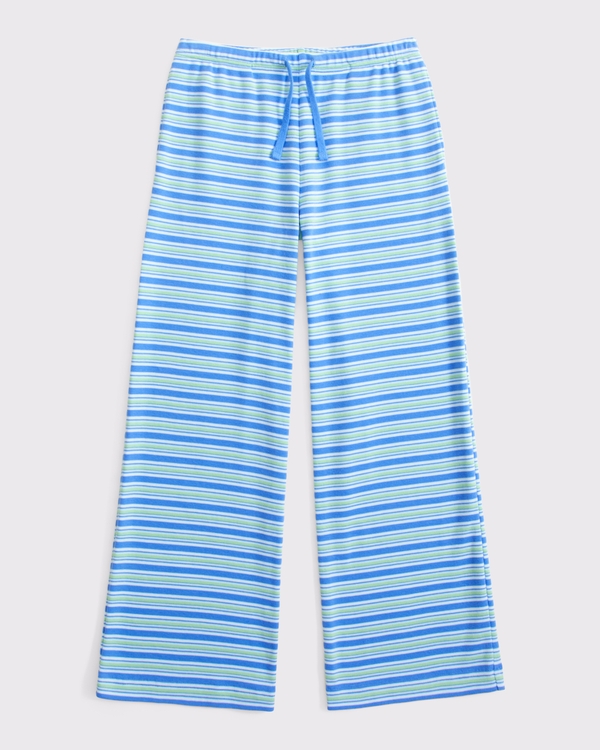 striped knit pull-on pants, Blue Stripe view 2