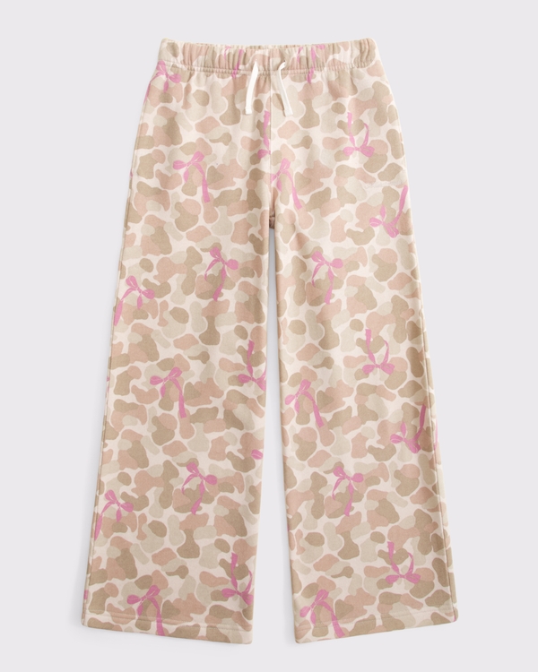 wide leg fleece sweatpants, Brown Camo view 1