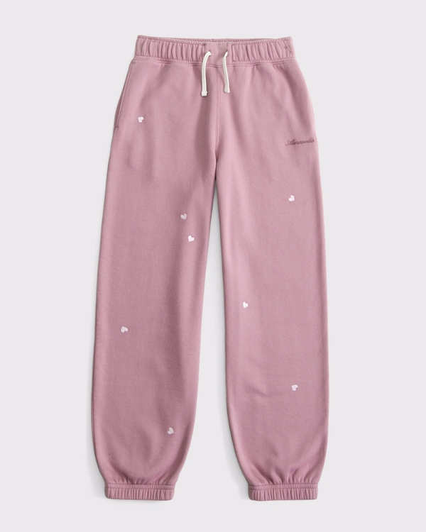 essential logo fleece sweatpants, Light Mauve view 1