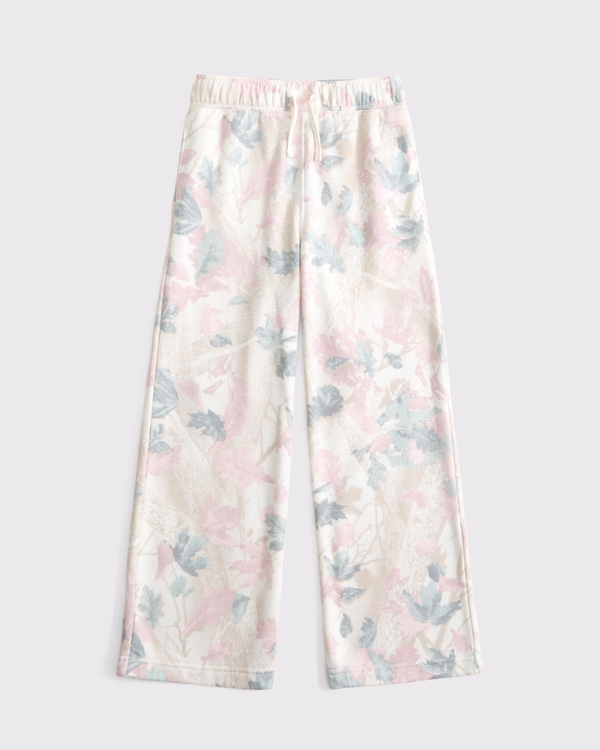 essential wide leg sweatpants, Pink Leaf Camo view 1
