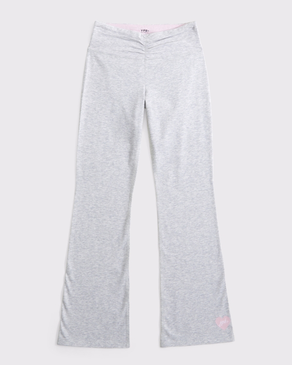 ypb mid rise cinched mini-flare sweatpants, Light Heather Gray view 1