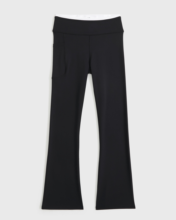 ypb double waistband mini-flare leggings, Black view 1