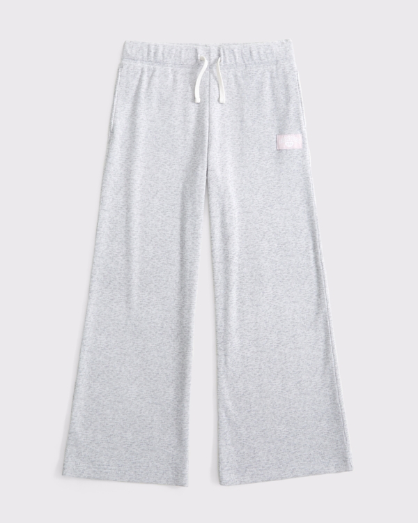 ypb waffle mid rise baggy sweatpants, Light Gray view 1