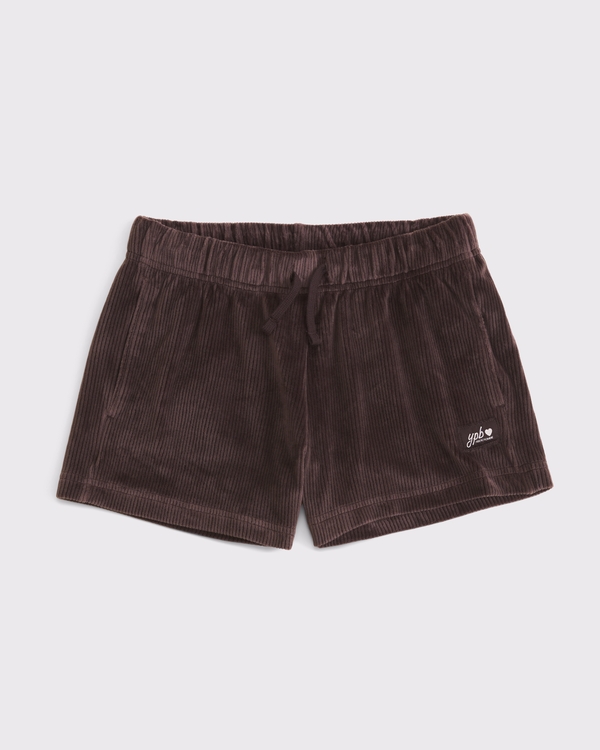 ypb rib velour short, Rich Brown view 1