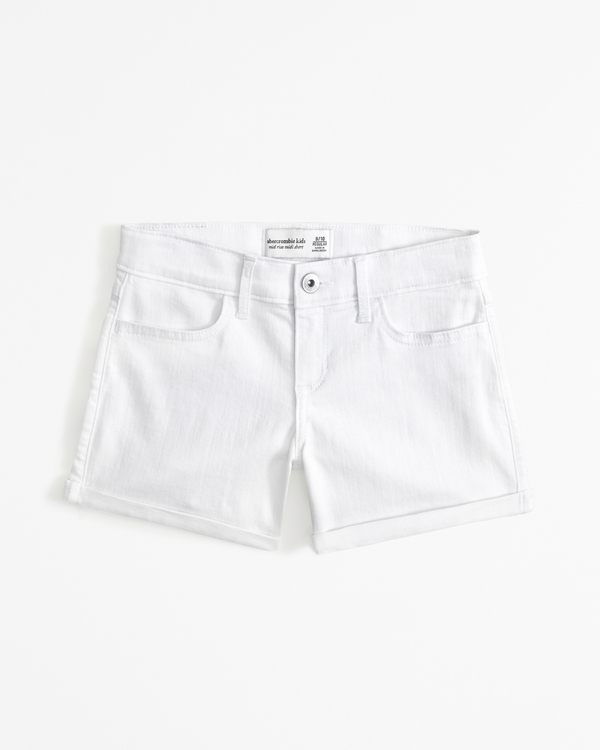 mid rise midi shorts, White