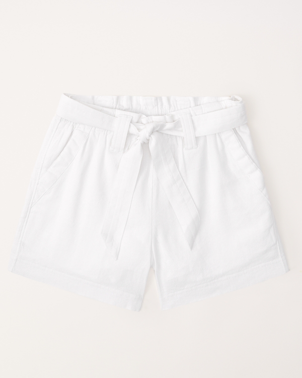 belted linen-blend shorts