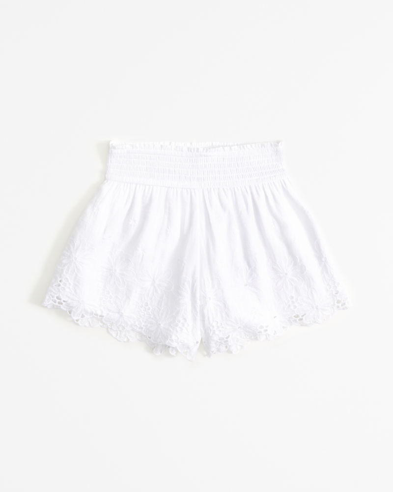 girls smocked waist eyelet shorts girls clearance