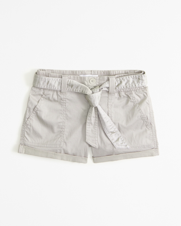 belted twill cargo shorts, Taupe