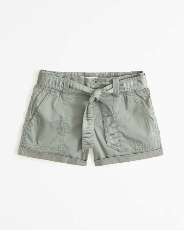 belted twill cargo shorts