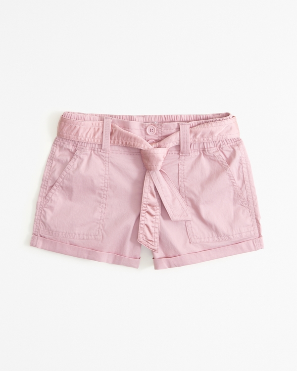 belted twill cargo shorts, Pink