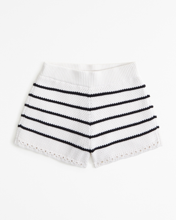 crochet-style shorts, Black And White Stripe