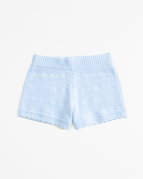 crochet-style shorts, Blue