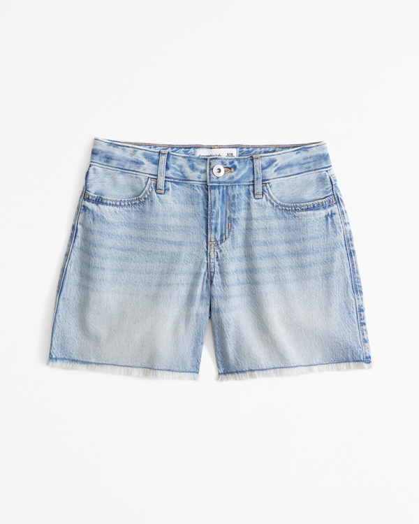 mid rise baggy shorts, Light Wash