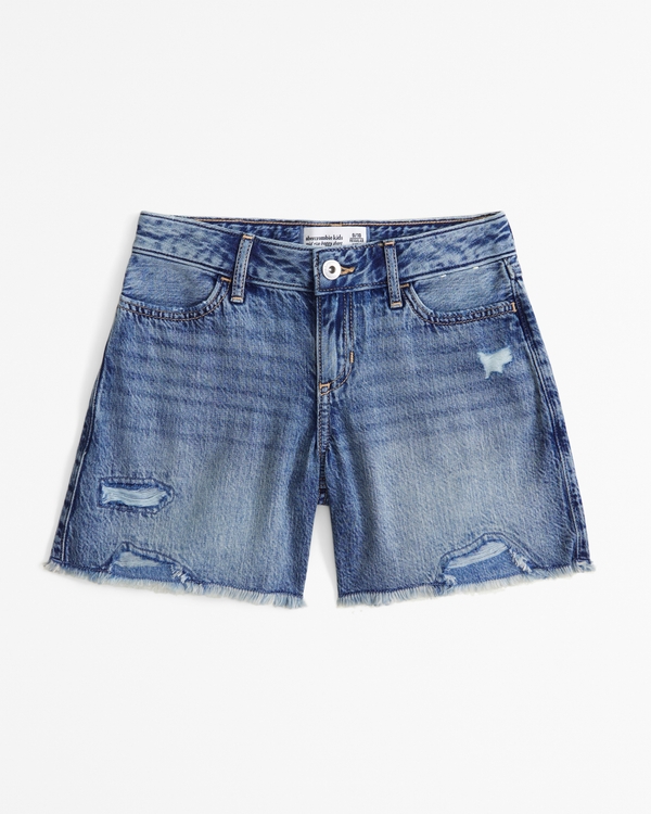 mid rise baggy shorts, Medium Wash