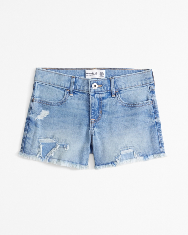 low rise midi shorts, Light Wash