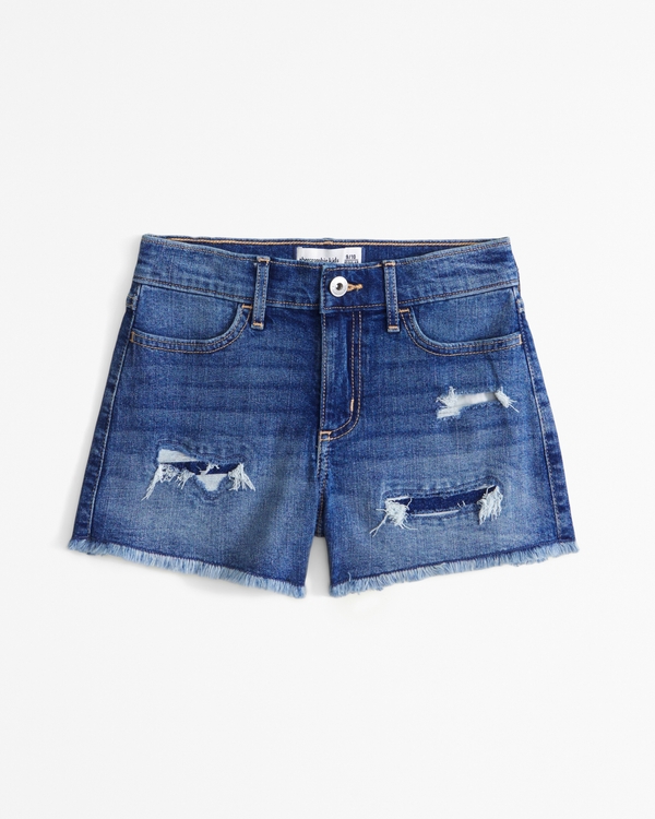 high rise relaxed shorts, Medium Wash