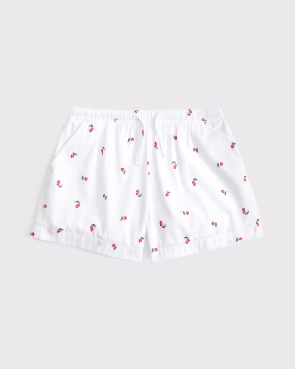 poplin pull-on shorts, White Pattern view 1