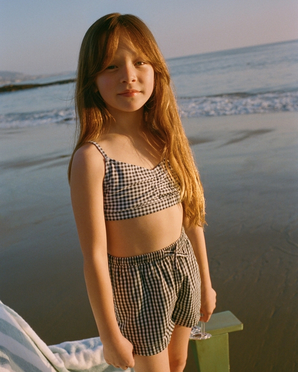 poplin pull-on shorts, Gingham view 1