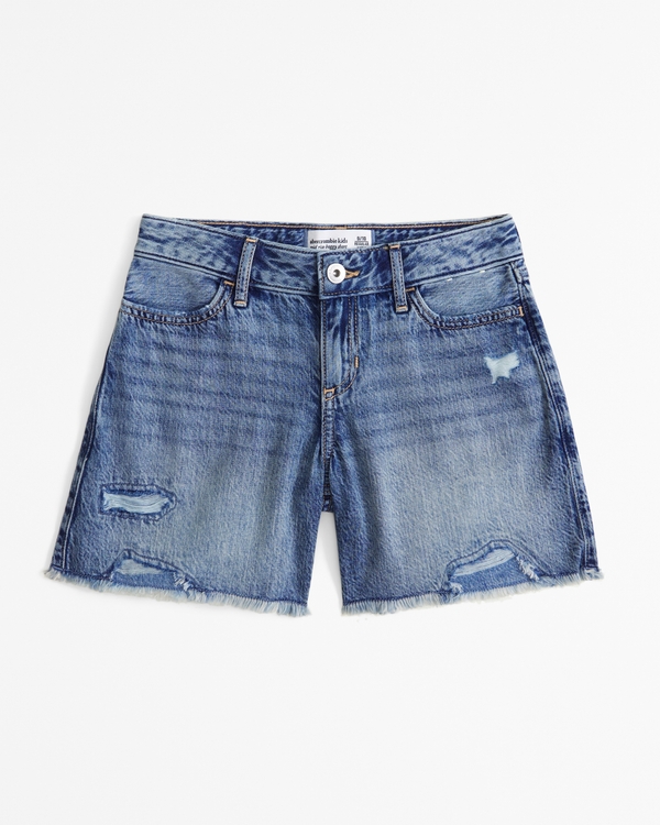 mid rise baggy shorts, Medium Wash view 1