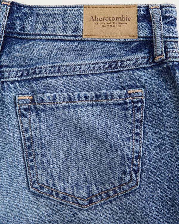 mid rise baggy shorts, Medium Wash view 2