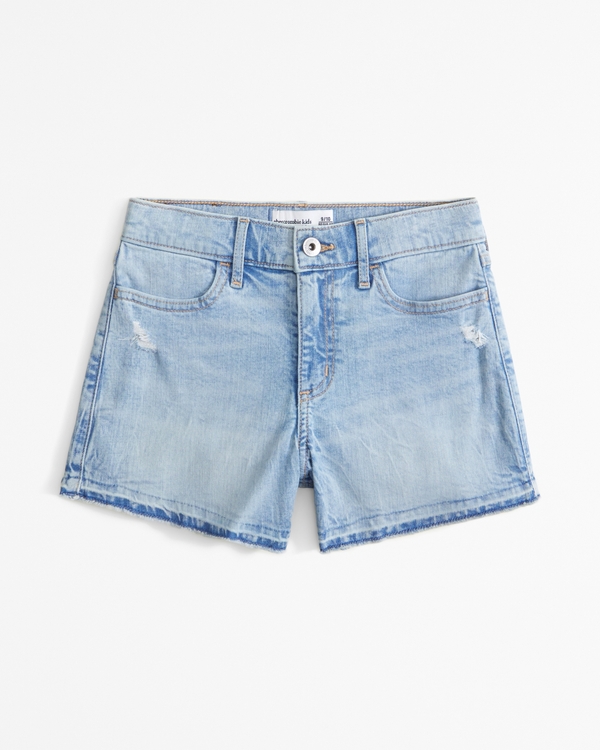 high rise relaxed shorts, Light Wash view 1