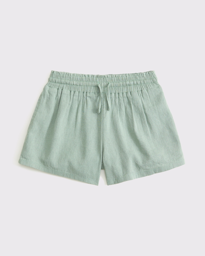 linen-blend pull-on shorts