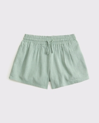 linen-blend pull-on shorts
