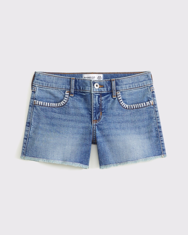 low rise midi shorts, Medium Wash view 1