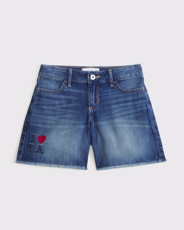 mid rise baggy shorts, Dark Wash view 1