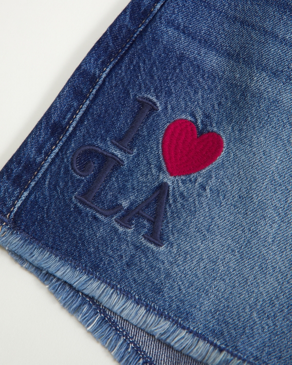 mid rise baggy shorts, Dark Wash view 2