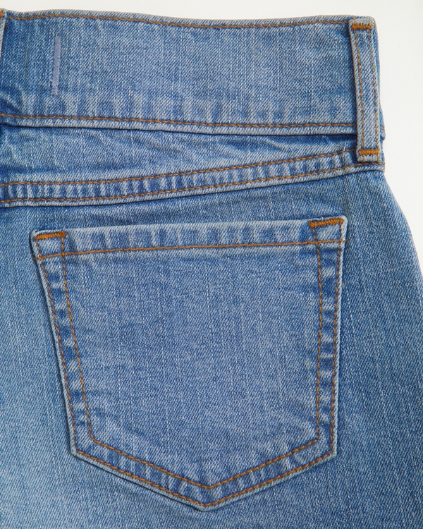 low rise midi shorts, Medium Wash view 2