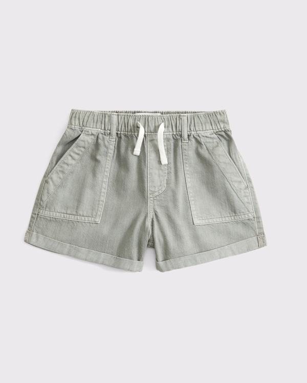 high rise relaxed pull-on shorts, Green view 1