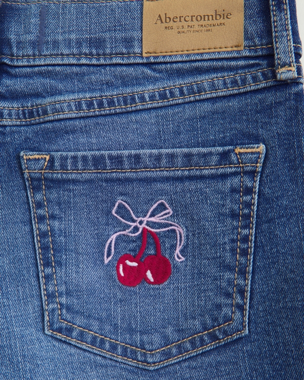low rise midi shorts, Medium Wash view 1