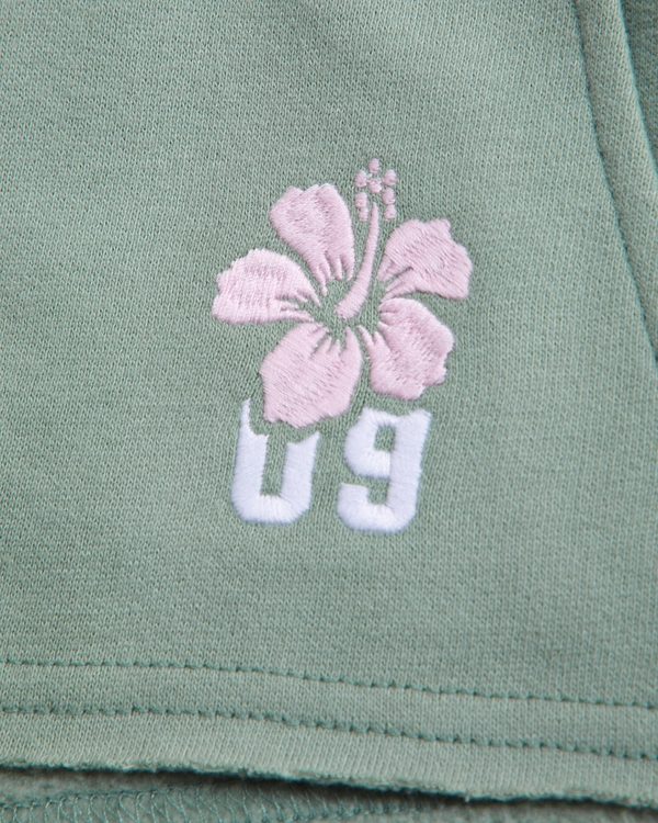 low rise cutoff fleece shorts, Dark Sage view 2