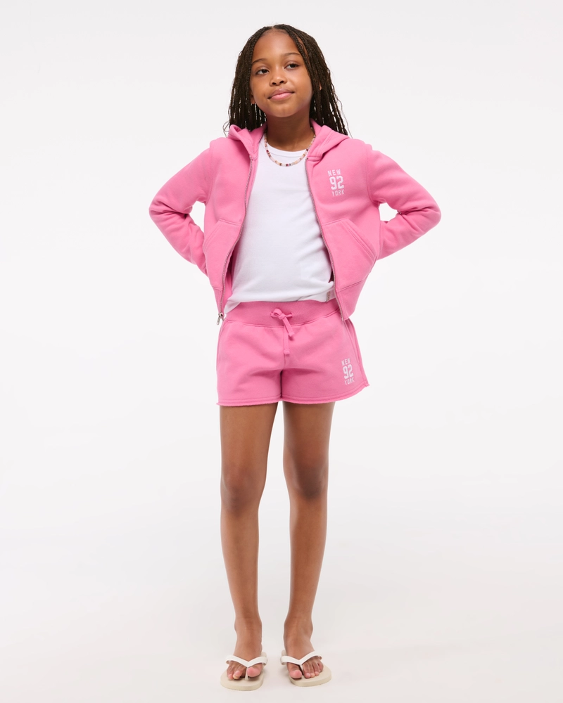 low rise cutoff fleece shorts