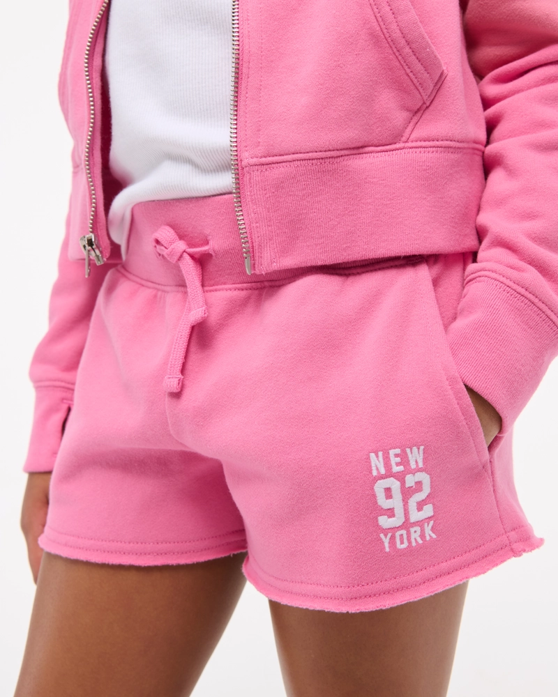 low rise cutoff fleece shorts