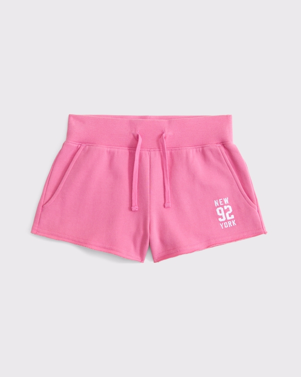 low rise cutoff fleece shorts, Pink view 2